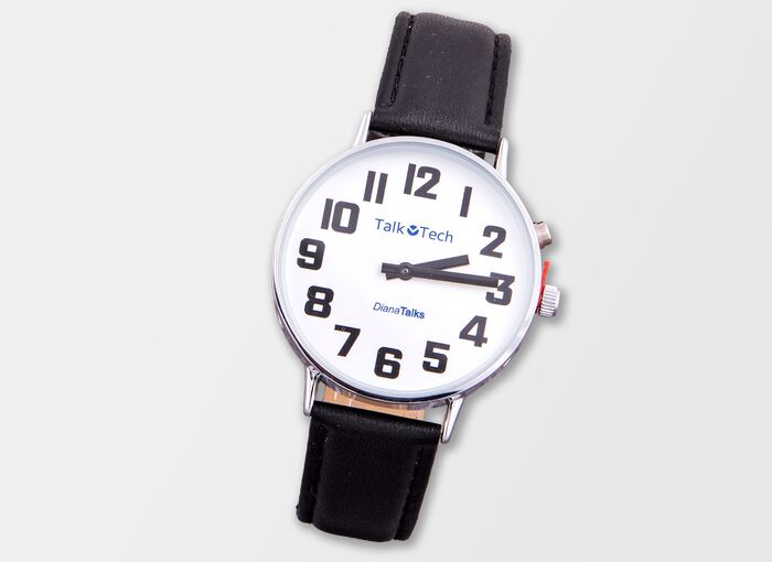 Ansicht auf die Uhr mit großem Ziffernblatt.