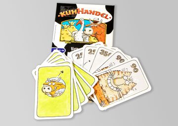 Ansicht auf die Karten vom Spiel mit dem Karton.
