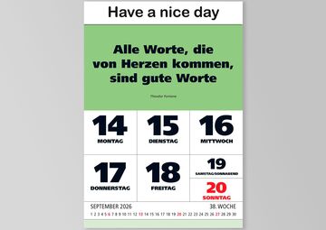 Wandkalender 2026 mit wöchentlicher Anzeige im Großdruck für Sehbehinderte