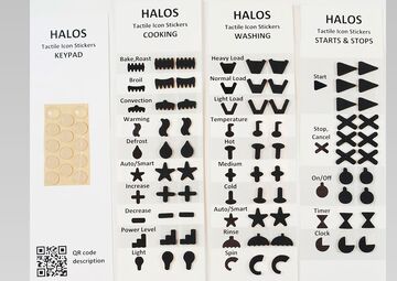 Ansicht auf taktile Markierungspunkte für Haushaltsgeräte aller Art in der Farbe schwarz