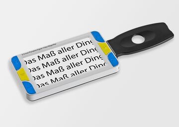 digitale lupe aufgeklappt mit schriftbild