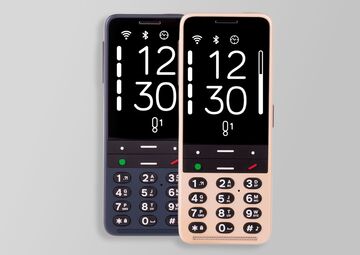 Ansicht auf beide Smartphones in den Farben Ozeanblau und Sandgold.