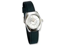 Ansicht auf die Uhr mit schwarzem Band.