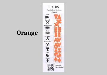 Ansicht auf taktile Markierungspunkte für den Backofen in der Farbe orange