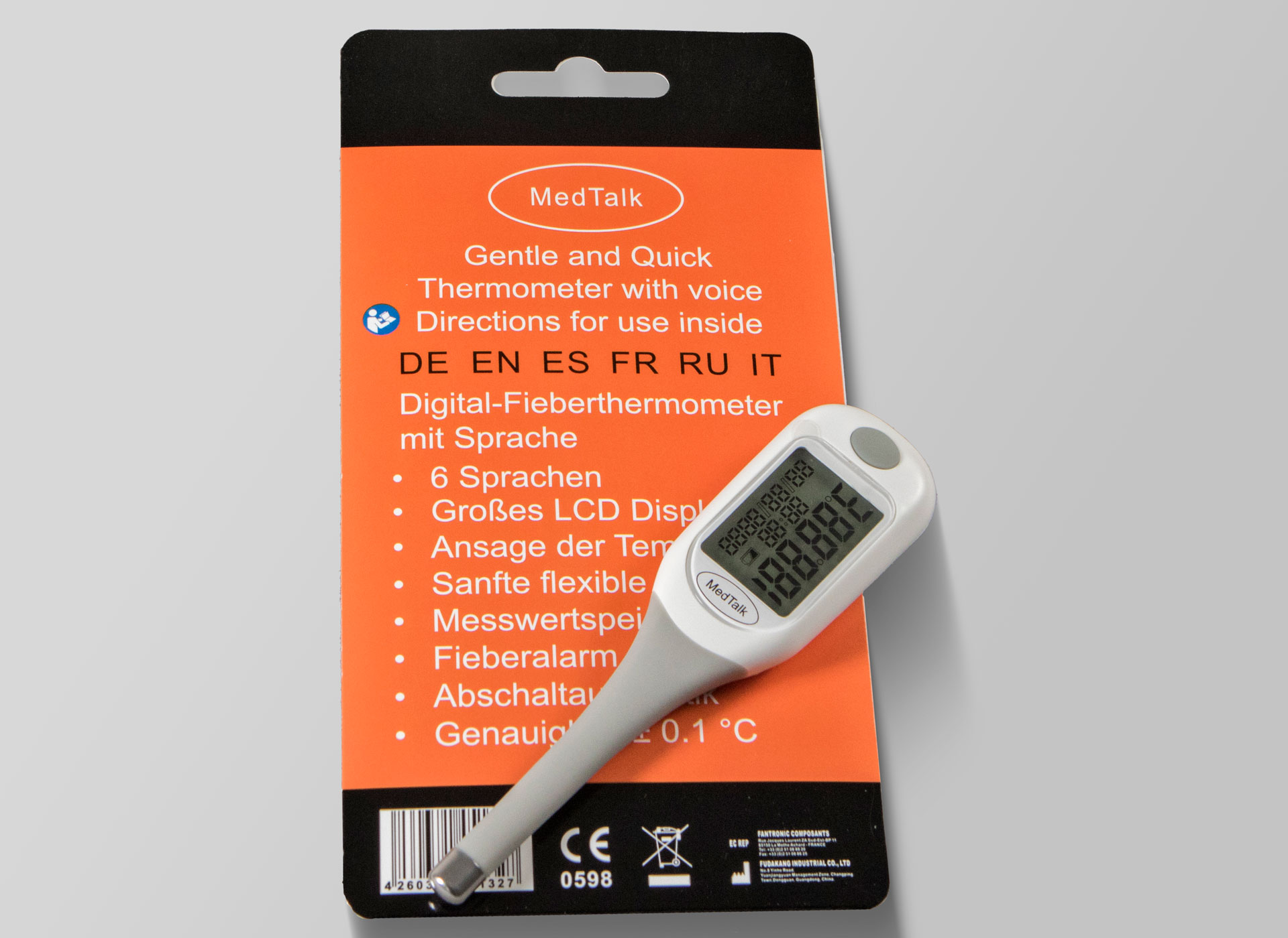 Ansicht auf das weiße Fieberthermometer