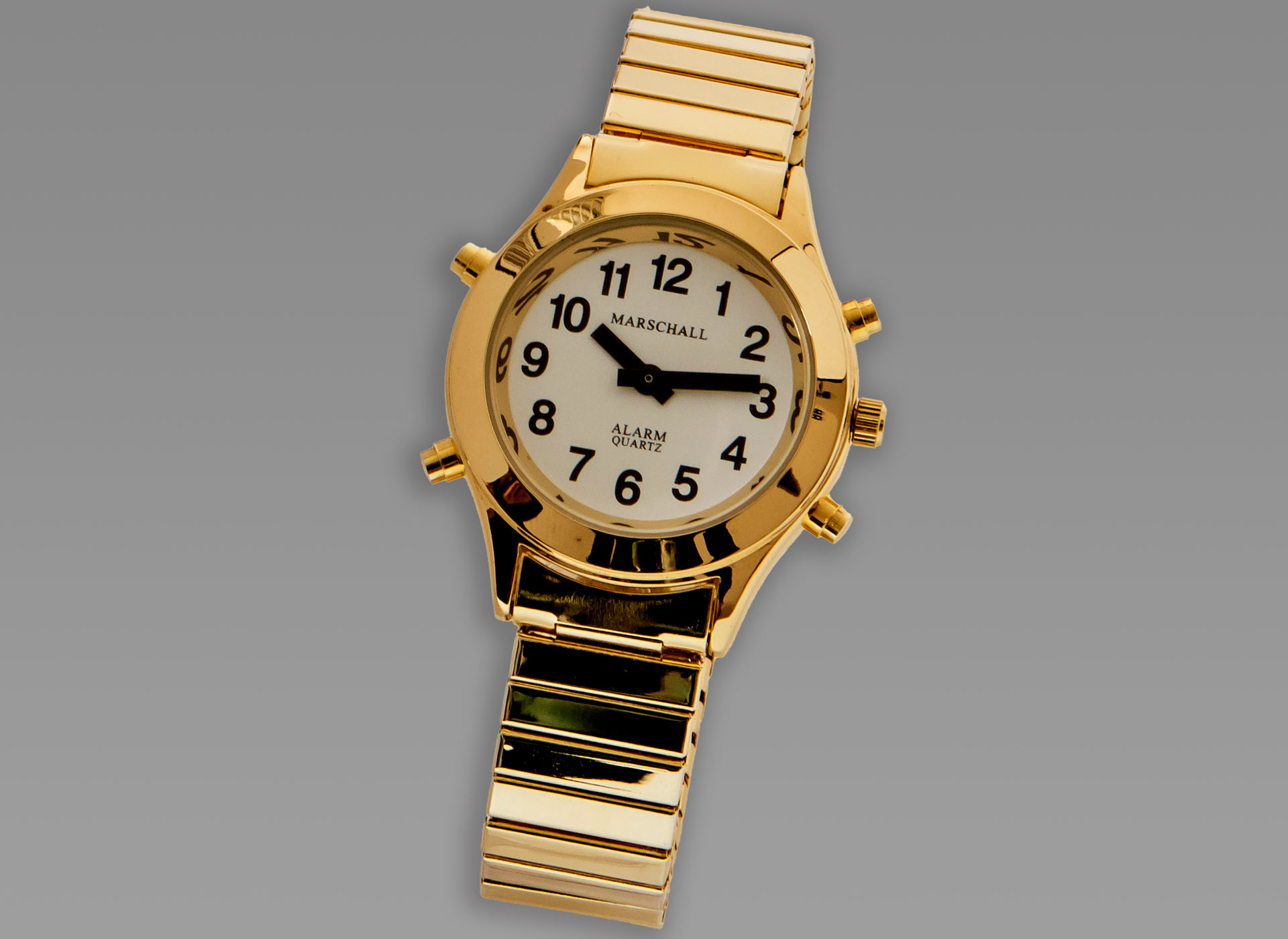 Ansicht auf die goldene Uhr.
