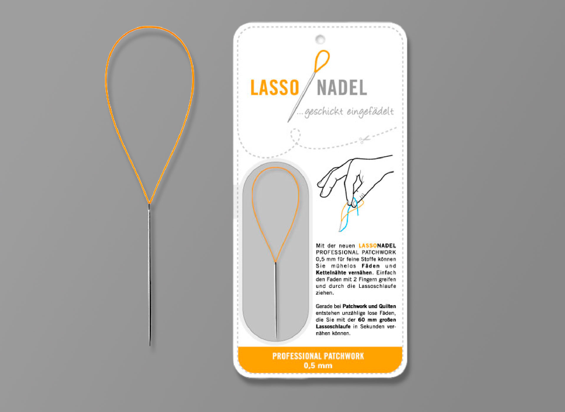 Ansicht auf die Verpackung und die Nadel.