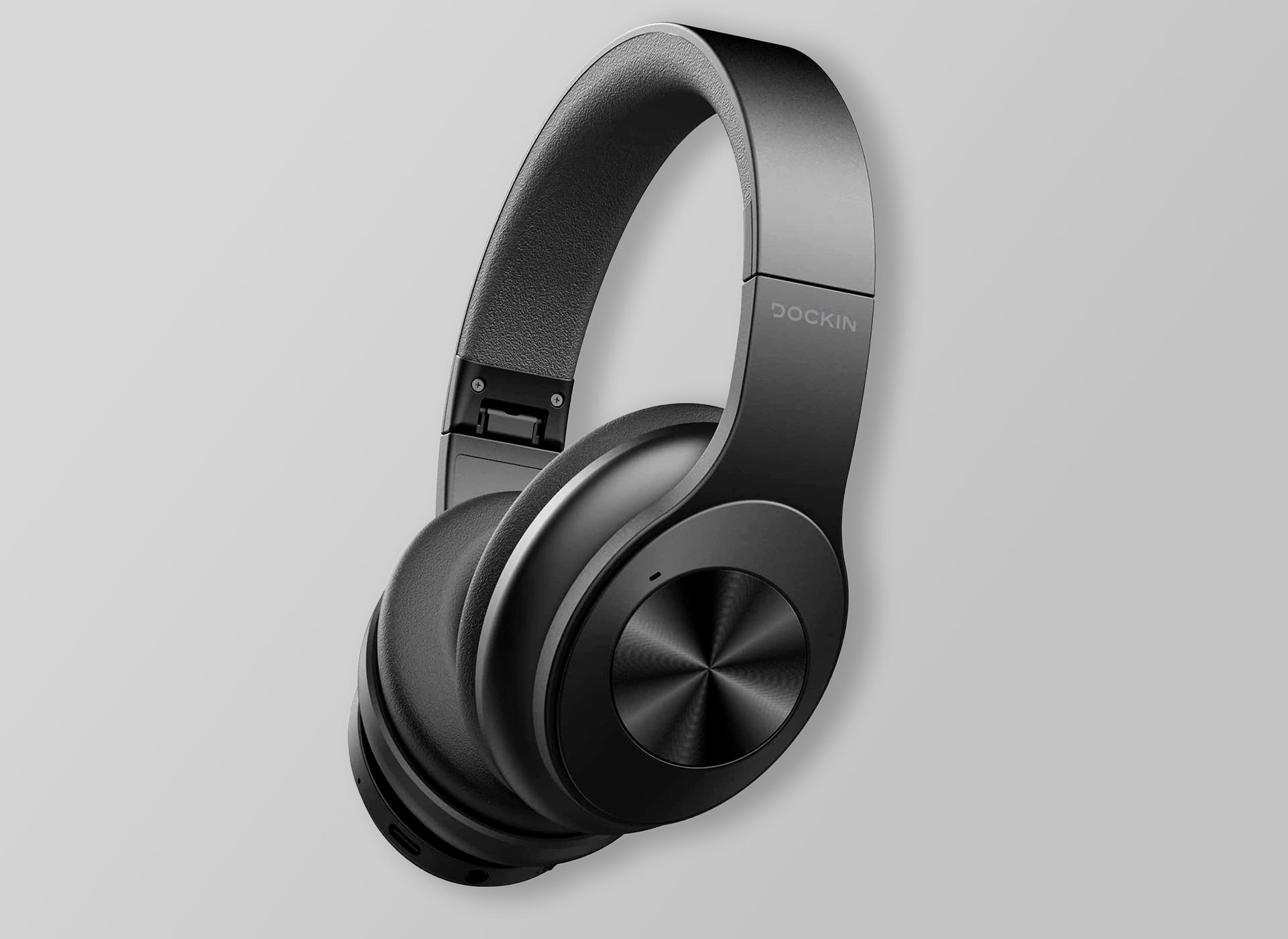 Ansicht auf die schwarzen Kopfhörer.