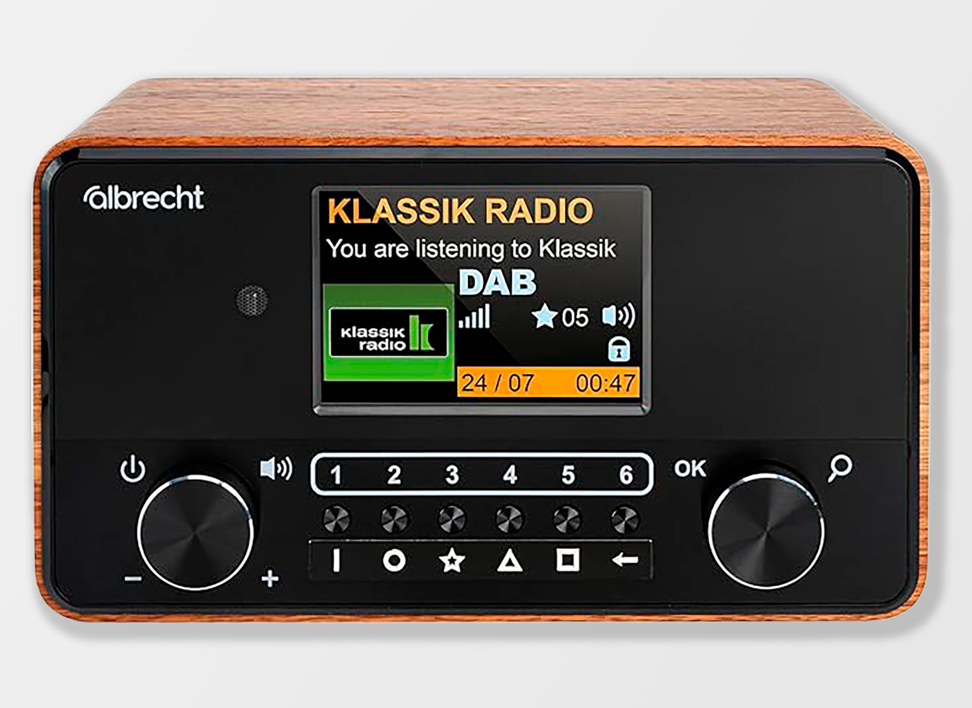 Ansicht auf das schwarze Radio.