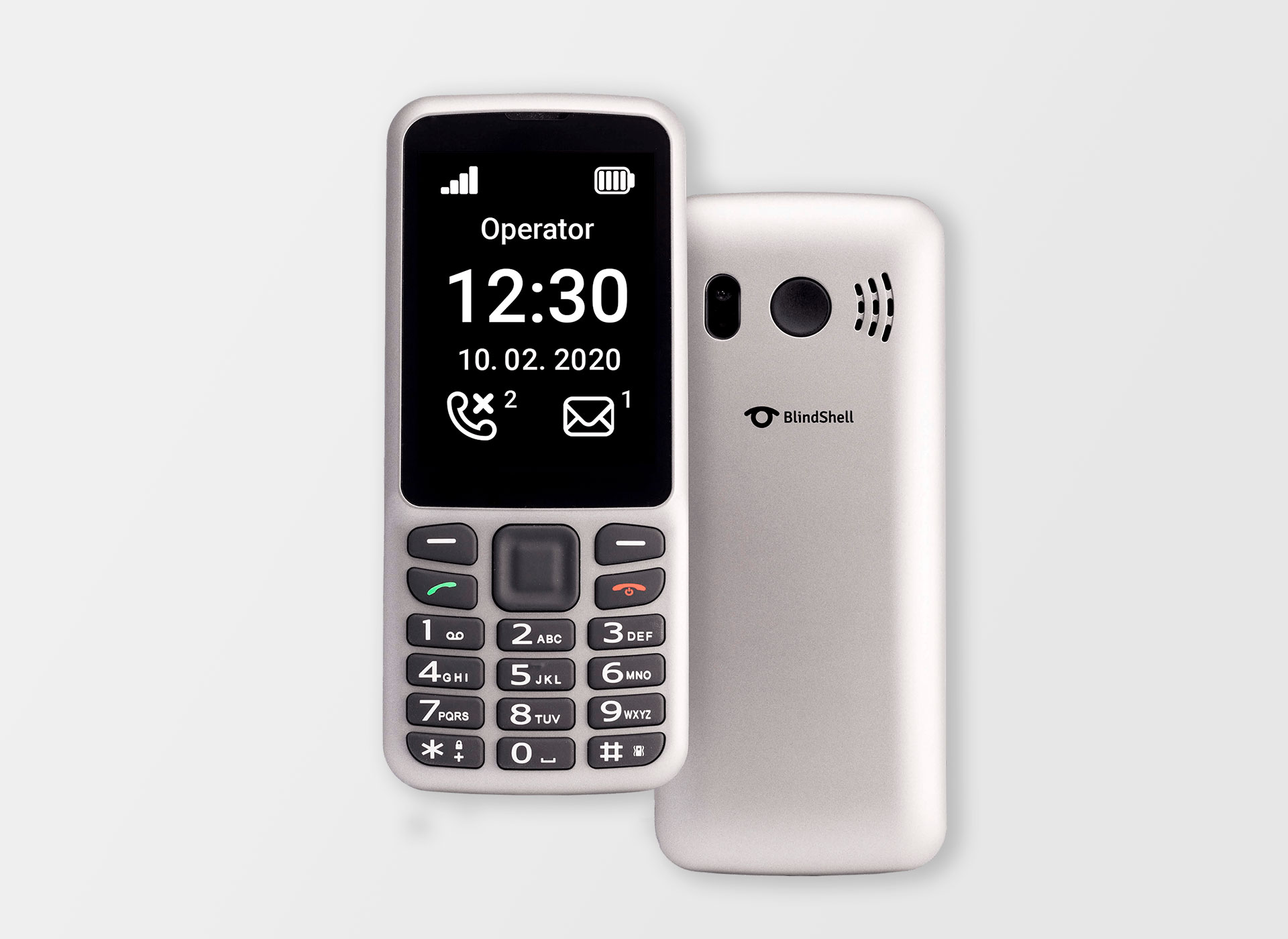 Ansicht auf das weiße Handy mit Tastatur
